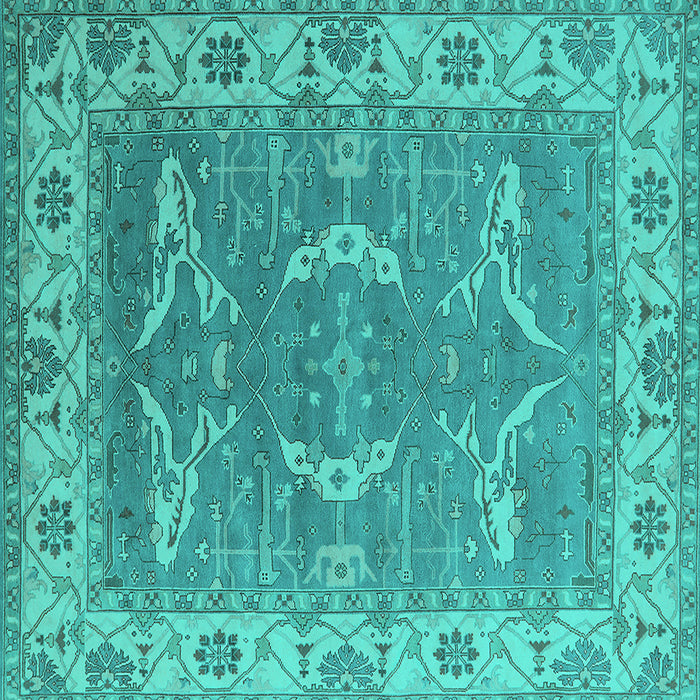 Square Machine Washable Oriental Turquoise Industrial Area Rugs, wshurb1660turq