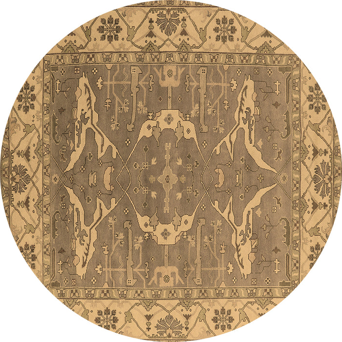 Round Oriental Brown Industrial Rug, urb1660brn