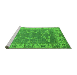 Sideview of Machine Washable Oriental Green Industrial Area Rugs, wshurb1660grn
