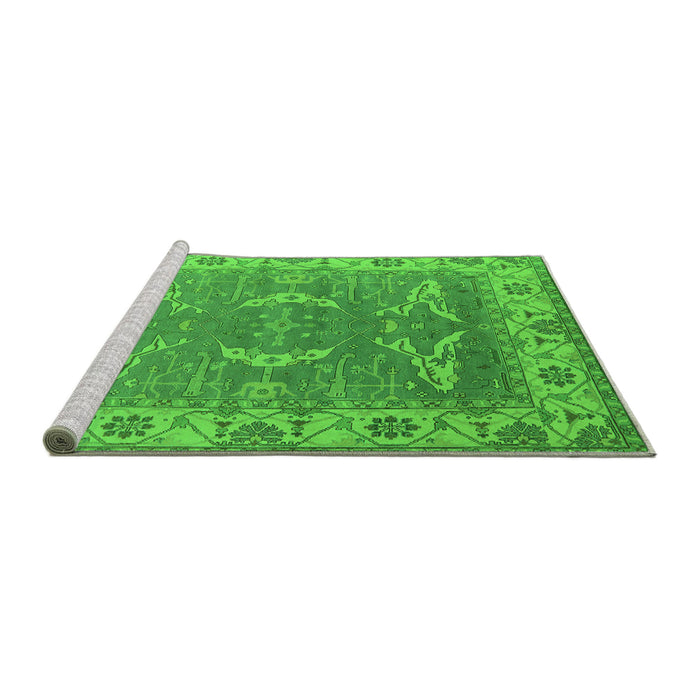 Sideview of Machine Washable Oriental Green Industrial Area Rugs, wshurb1660grn
