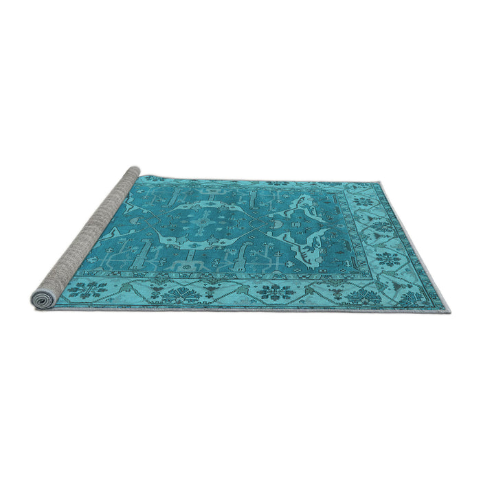 Sideview of Machine Washable Oriental Light Blue Industrial Rug, wshurb1660lblu