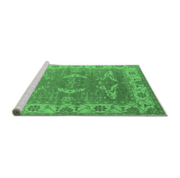 Sideview of Machine Washable Oriental Emerald Green Industrial Area Rugs, wshurb1660emgrn