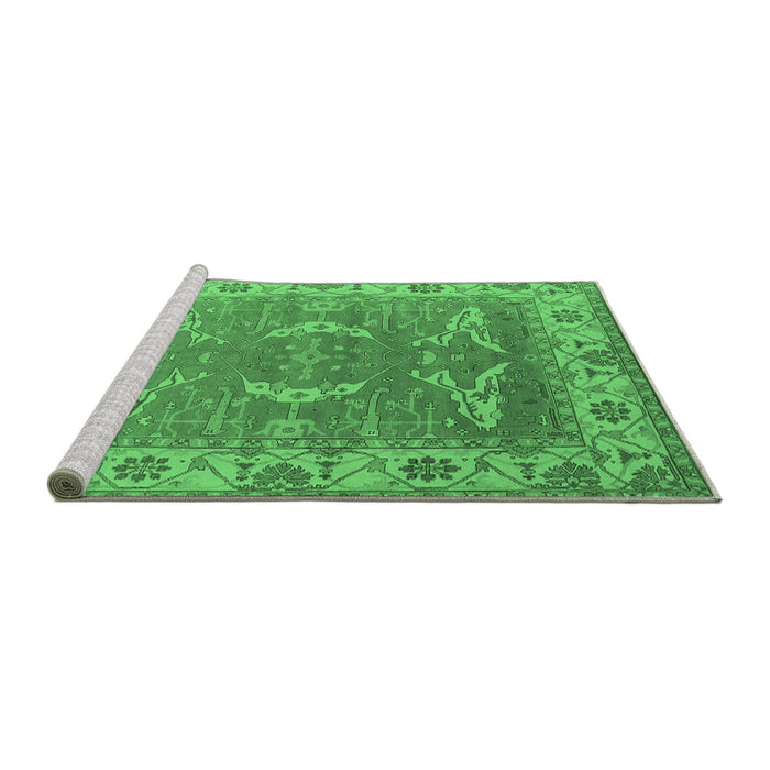 Sideview of Machine Washable Oriental Emerald Green Industrial Area Rugs, wshurb1660emgrn