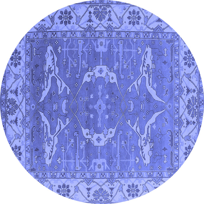 Round Oriental Blue Industrial Rug, urb1660blu