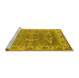 Sideview of Machine Washable Oriental Yellow Industrial Rug, wshurb1660yw