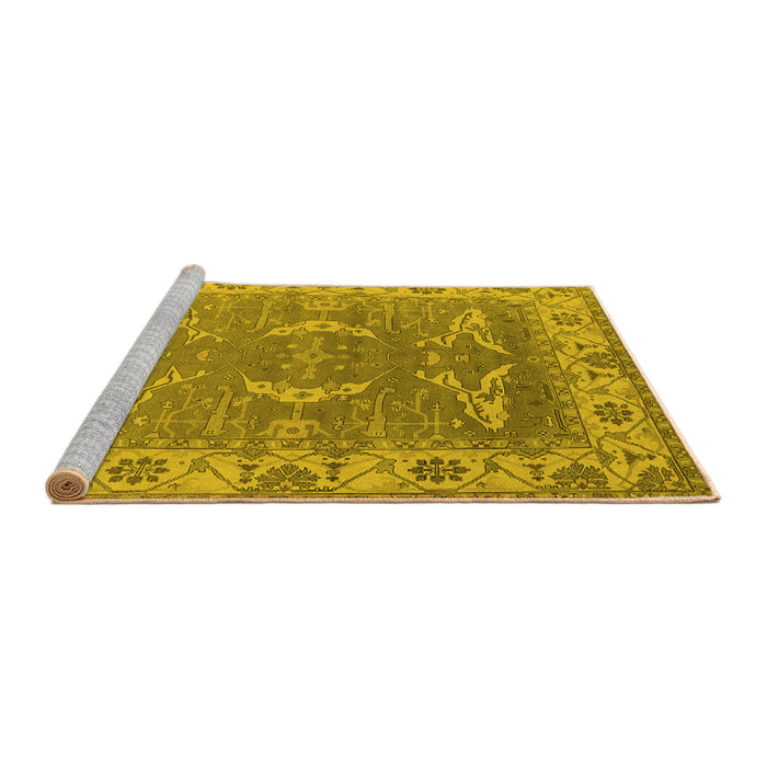Sideview of Machine Washable Oriental Yellow Industrial Rug, wshurb1660yw