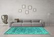 Machine Washable Oriental Turquoise Industrial Area Rugs in a Living Room,, wshurb1660turq