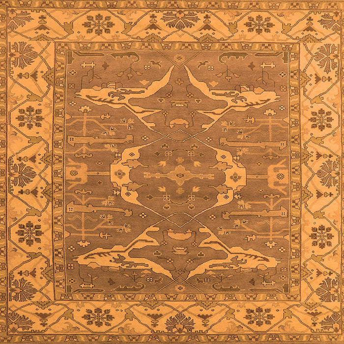 Square Machine Washable Oriental Orange Industrial Area Rugs, wshurb1660org