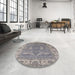 Round Machine Washable Industrial Modern Silver Pink Rug in a Office, wshurb1660