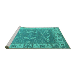 Sideview of Machine Washable Oriental Turquoise Industrial Area Rugs, wshurb1660turq