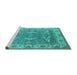 Sideview of Machine Washable Oriental Turquoise Industrial Area Rugs, wshurb1660turq