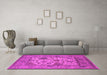 Machine Washable Oriental Pink Industrial Rug in a Living Room, wshurb1661pnk