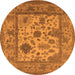 Round Machine Washable Oriental Orange Industrial Area Rugs, wshurb1661org