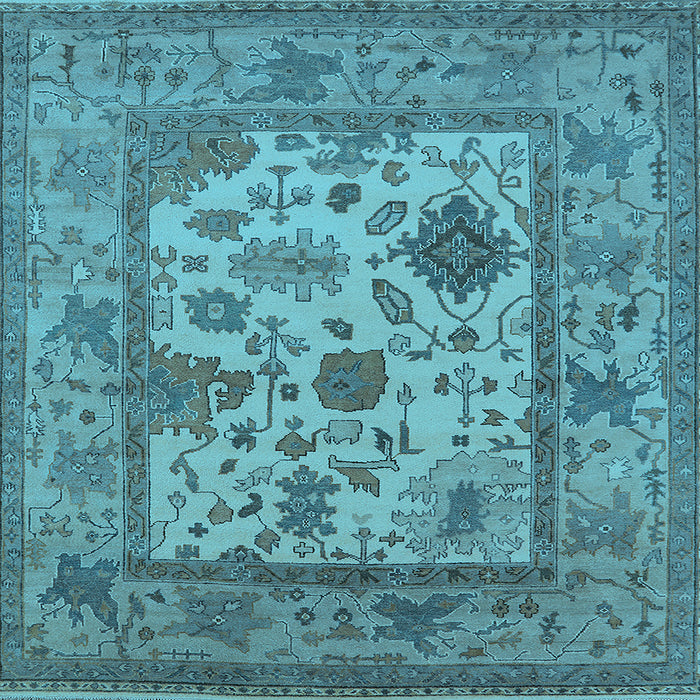 Square Machine Washable Oriental Light Blue Industrial Rug, wshurb1661lblu