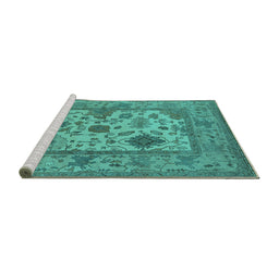 Sideview of Machine Washable Oriental Turquoise Industrial Area Rugs, wshurb1661turq