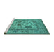 Sideview of Machine Washable Oriental Turquoise Industrial Area Rugs, wshurb1661turq