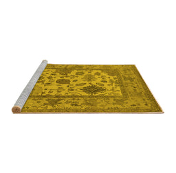 Sideview of Machine Washable Oriental Yellow Industrial Rug, wshurb1661yw
