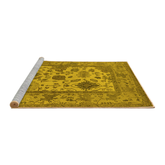 Sideview of Machine Washable Oriental Yellow Industrial Rug, wshurb1661yw