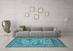 Machine Washable Oriental Light Blue Industrial Rug in a Living Room, wshurb1661lblu