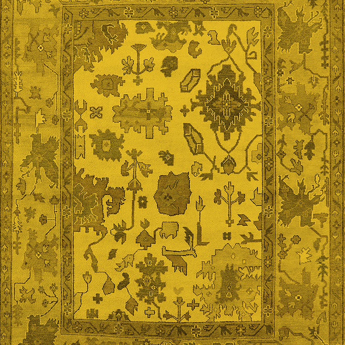 Machine Washable Oriental Yellow Industrial Rug, wshurb1661yw
