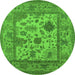 Round Oriental Green Industrial Rug, urb1661grn