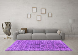 Machine Washable Oriental Purple Industrial Area Rugs in a Living Room, wshurb1662pur