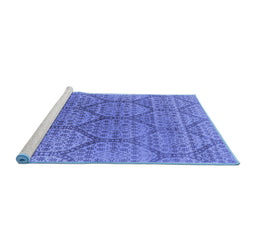 Sideview of Machine Washable Oriental Blue Industrial Rug, wshurb1662blu