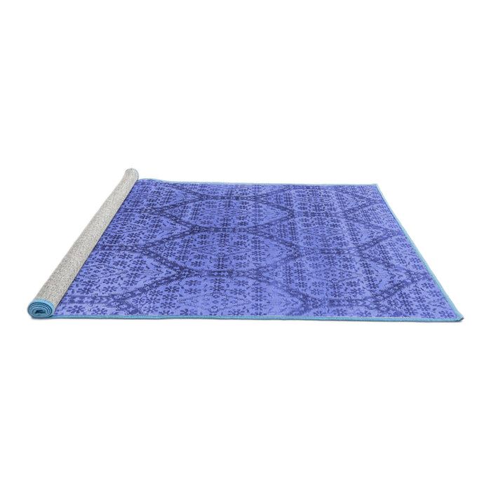Sideview of Machine Washable Oriental Blue Industrial Rug, wshurb1662blu