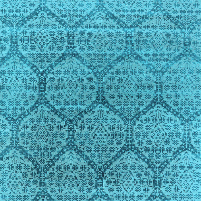 Square Machine Washable Oriental Light Blue Industrial Rug, wshurb1662lblu