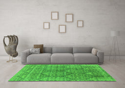 Machine Washable Oriental Green Industrial Area Rugs in a Living Room,, wshurb1662grn
