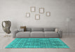 Machine Washable Oriental Turquoise Industrial Area Rugs in a Living Room,, wshurb1662turq