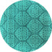 Round Oriental Turquoise Industrial Rug, urb1662turq