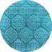 Round Oriental Light Blue Industrial Rug, urb1662lblu