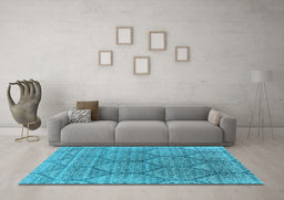 Machine Washable Oriental Light Blue Industrial Rug in a Living Room, wshurb1662lblu