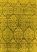 Machine Washable Oriental Yellow Industrial Rug, wshurb1662yw