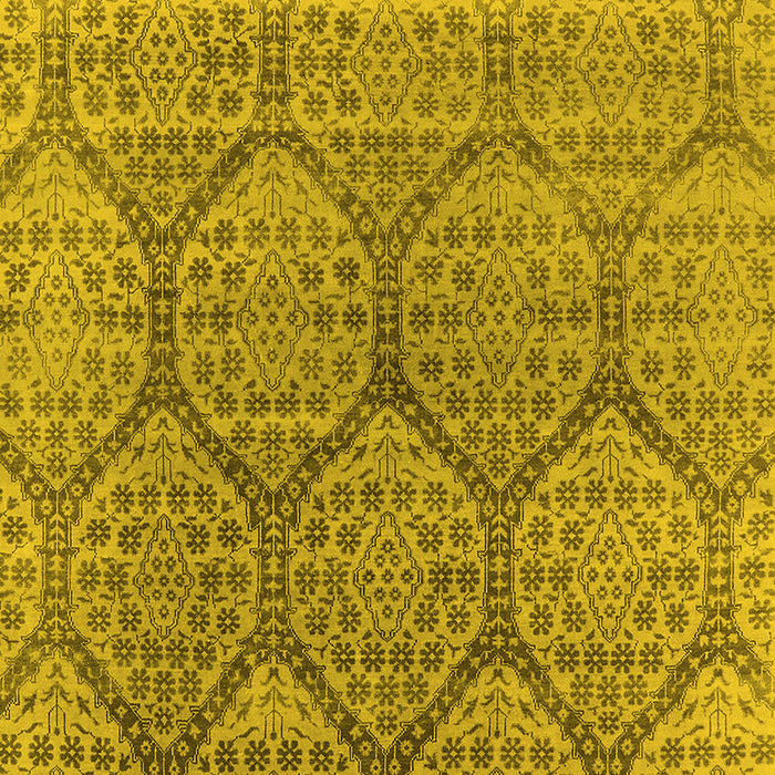 Machine Washable Oriental Yellow Industrial Rug, wshurb1662yw