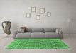 Machine Washable Oriental Emerald Green Industrial Area Rugs in a Living Room,, wshurb1662emgrn