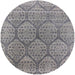 Round Mid-Century Modern Silver Pink Oriental Rug, urb1662