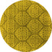 Round Oriental Yellow Industrial Rug, urb1662yw