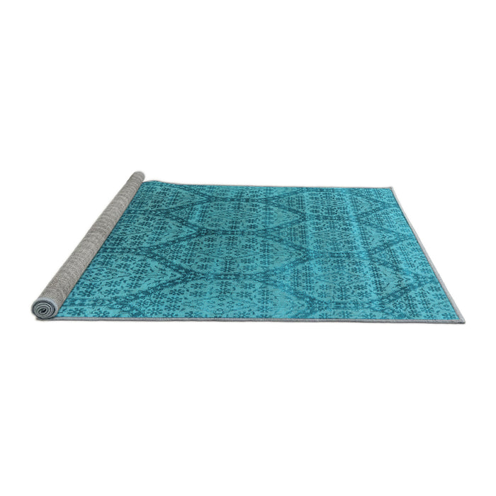 Sideview of Machine Washable Oriental Light Blue Industrial Rug, wshurb1662lblu