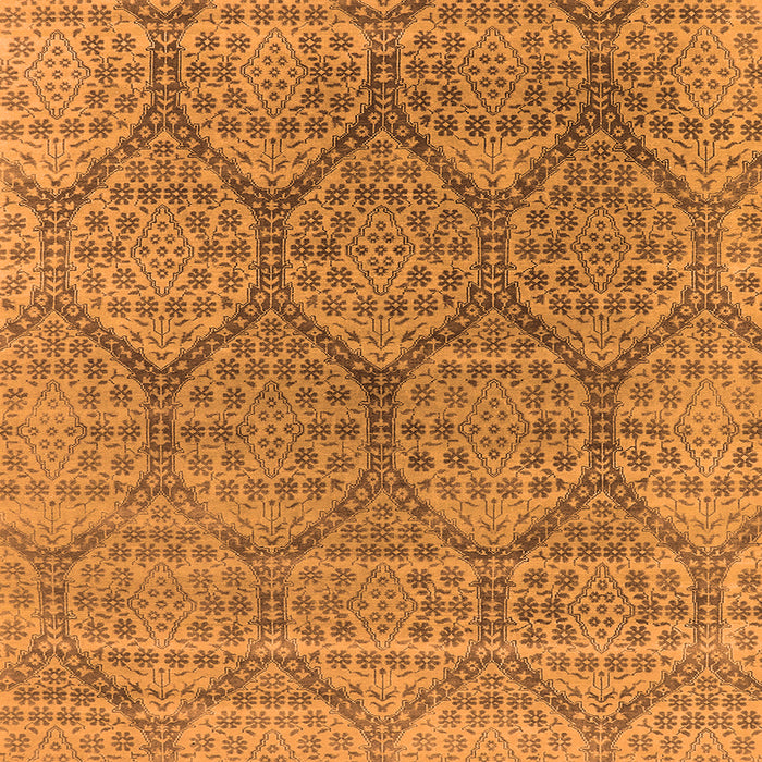 Square Machine Washable Oriental Orange Industrial Area Rugs, wshurb1662org