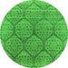 Round Oriental Green Industrial Rug, urb1662grn