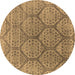 Round Oriental Brown Industrial Rug, urb1662brn