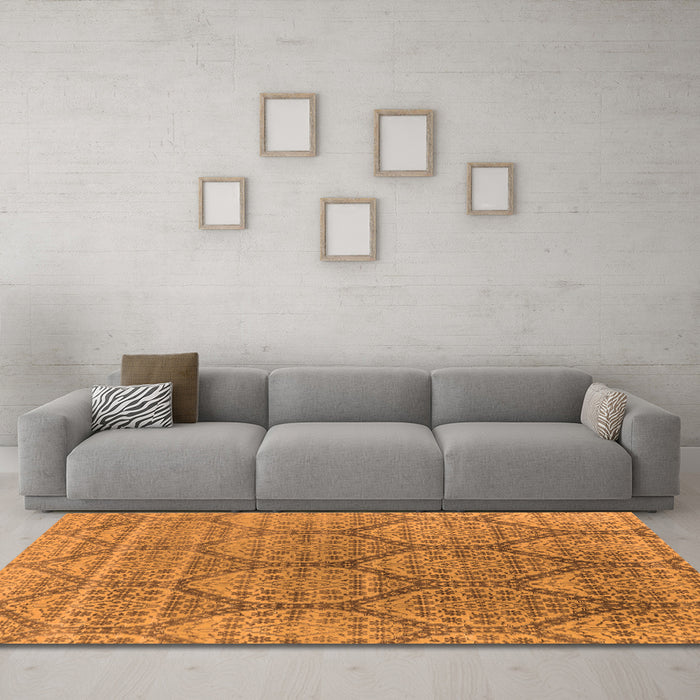 Machine Washable Oriental Orange Industrial Area Rugs in a Living Room, wshurb1662org