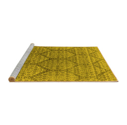 Sideview of Machine Washable Oriental Yellow Industrial Rug, wshurb1662yw