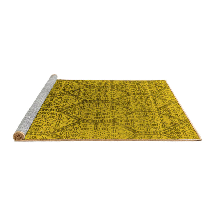 Sideview of Machine Washable Oriental Yellow Industrial Rug, wshurb1662yw