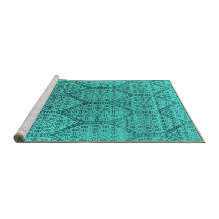 Sideview of Machine Washable Oriental Turquoise Industrial Area Rugs, wshurb1662turq