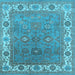 Square Machine Washable Oriental Light Blue Industrial Rug, wshurb1663lblu