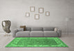Machine Washable Oriental Emerald Green Industrial Area Rugs in a Living Room,, wshurb1663emgrn