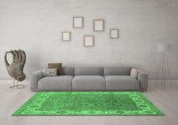 Machine Washable Oriental Emerald Green Industrial Rug, wshurb1663emgrn